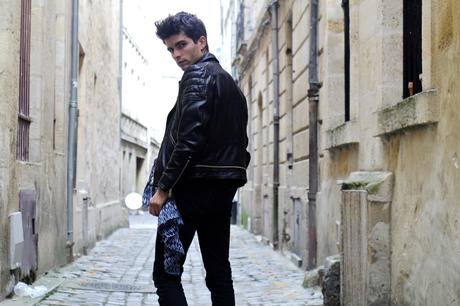 blog-mode-style-homme-paris-bordeaux-pull-somewhere-paris-perfecto-cuir-noir-diesel-echarpe-ikat-slim-jeans-apc