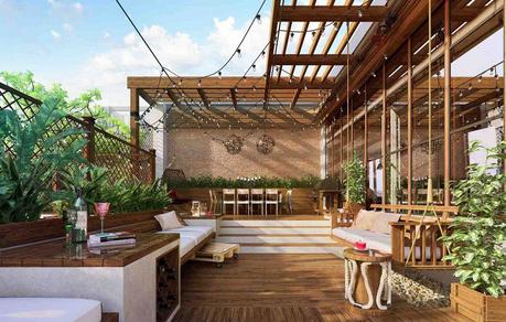 Meuble En Teck Pas Cher Idée Déco Terrasse Pas Cher Avec Des Meubles En Bois Plantes