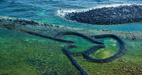 coeur double penghu de pierres empilées poissons cardiaque double piège taiwan mer océan