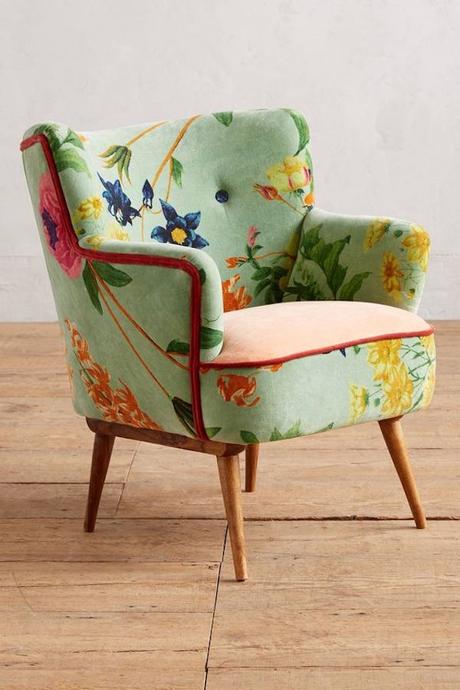 deco fleurie fauteuil velours fleurs meuble assise