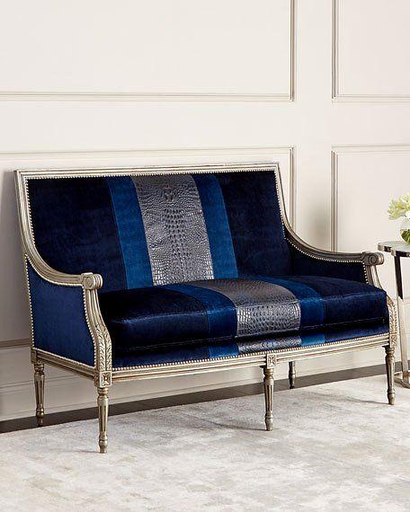 Meubles Style Anglais Navy Colorblock Settee