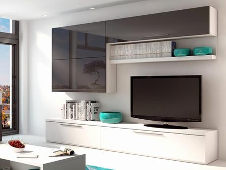 Meuble Tv Italien Meuble Tv Italien Mur Tv Makasar Avec Rangements Anthracite Laqué & Blanc Prix