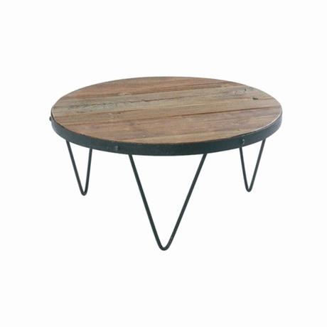 élégante cette table basse en bois Synergie Table de salon ronde en bois et métal et meuble industriel pas cher Livraison gratuite chez Pierimport