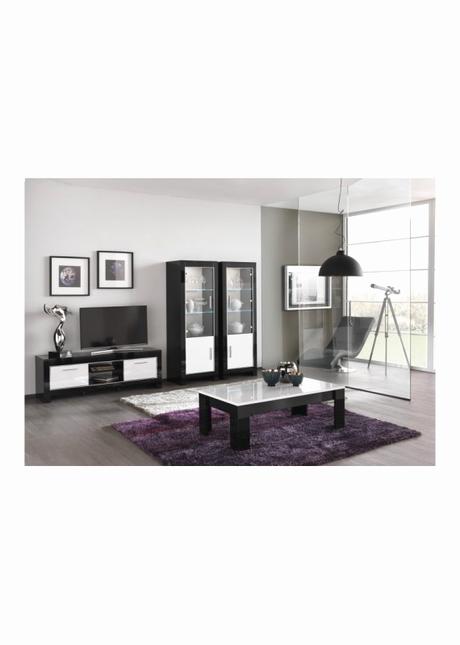 Meuble TV design 160 cm Noir et Blanc LISA