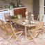   Salon de jardin Acacia FSC  
 Une grande table en bois d'acacia FSC et ses 8 chaises pliantes pour des grandes tablées d'été entre amis ou en famille. 
  Prix indicatif :  649€ table 180/237cm + 8 chaises pliantes sur le site  www.delamaison.fr  
