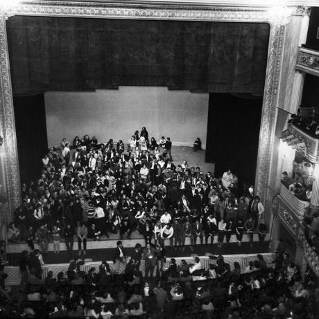 Photo d'archives de l'occupation du théâtre de l'Odéon, le 17 mai 1968. Photo AFP
