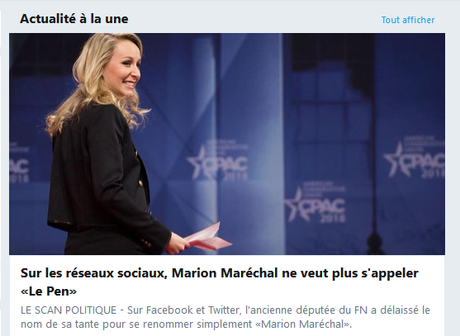 Marion Maréchal (nous voilà) Le Pen, quand même…  (et toc ;)