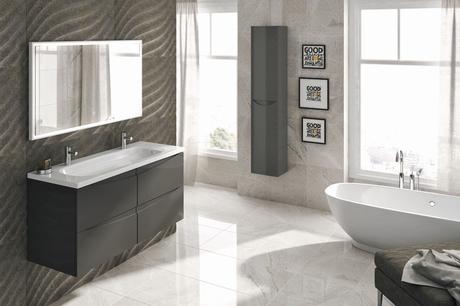 Meuble Salle De Bain 135 Cm Meuble Vasque Double Suspendu Stratifié Contemporain Set 5