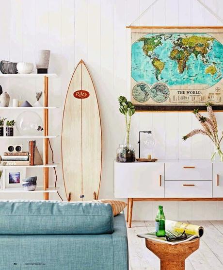 maison californienne decoration surf planche salon californie