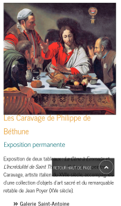 « Les Caravage de Philippe de Béthune »- exposition Galerie Saint-Antoine à LOCHES