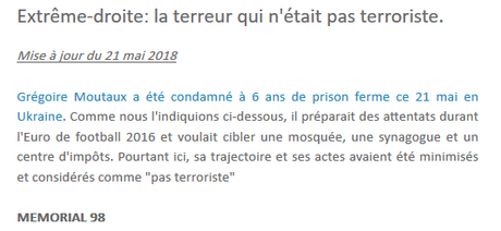 Grégoire M., terroriste d’extrême-droite à l’étranger… mais pas en fRance !