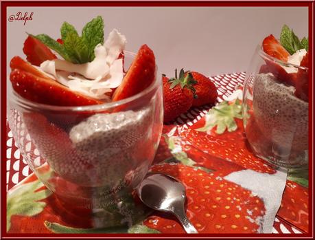 Chia pudding coco-menthe et fraises