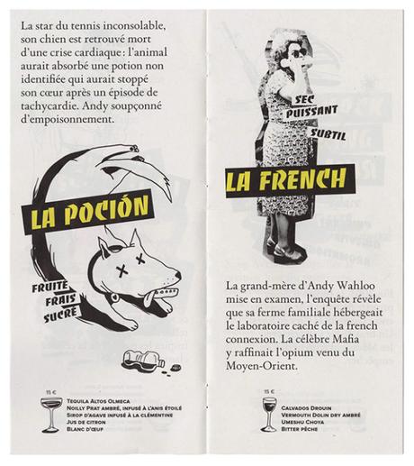 Une carte de cocktails imaginée comme un fanzine par Ich&Kar