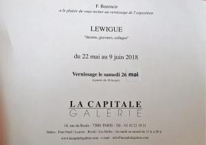 Galerie La Capitale – exposition  LEWIGUE (dessins gravures collages) jusqu’au 9 Juin 2018