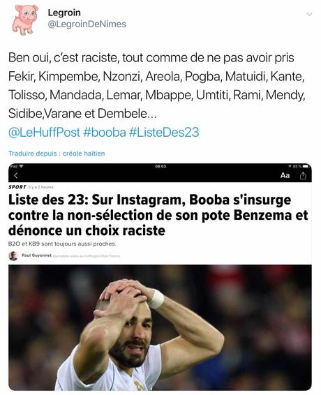 Benzema ou le racisme en équipe de France Benzema ou le racisme en équipe de France