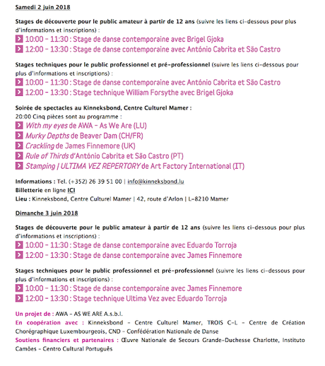 Plate-forme AWA - AS WE ARE : Un week-end entier consacré à la danse !!