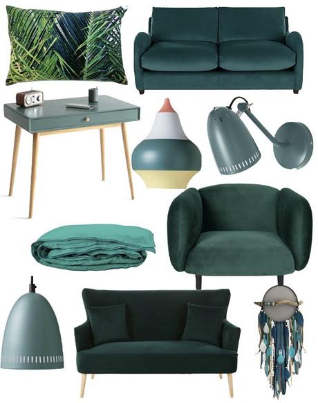 blog deco vert canard fauteuil canape velours design clem around the corner