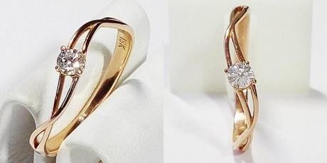 bague fine diamant en or rose pour femme