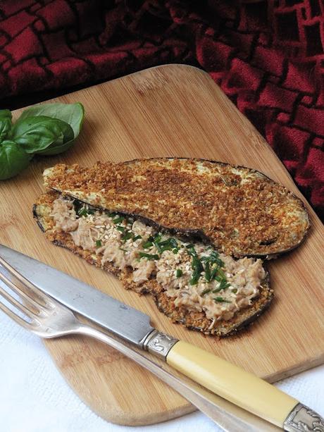 Sandwichs d'aubergine aux rillettes de poulet