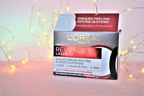 Disques peeling anti-âge Revitalift Laser X3 L'Oréal Paris acide glycolique