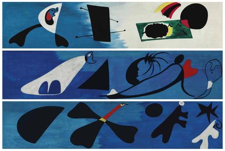 Mural Joan Miró (1893-1983), Mural I, II, III, huile sur toile, 55.2 x 249.8 cm chaque, décembre 1933