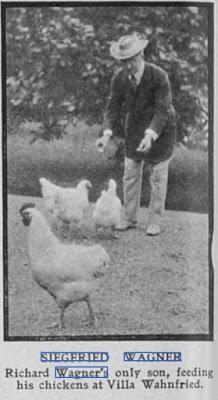 Bayreuth 1909. Siegfried Wagner nourrissant ses poules . (The Graphic 3)