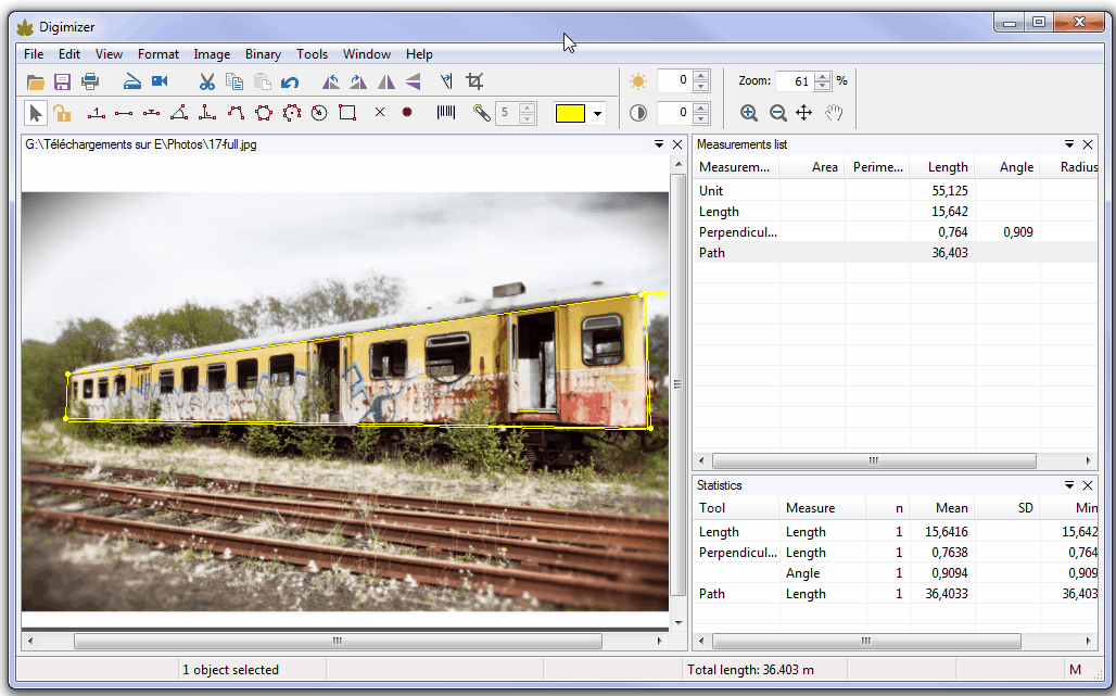 Digimizer - effectuer des mesures sur des photos Digimizer - effectuer des mesures sur des photos