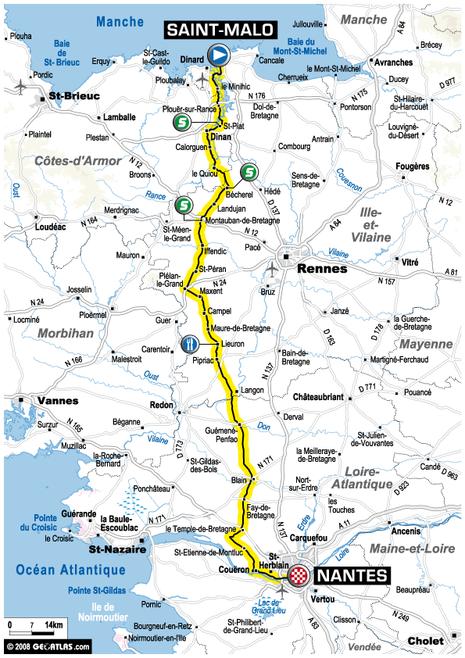 Tour de France : 3ème étape St Malo - Nantes (le parcours)