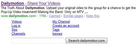 Moteur de recherche Google pour Dailymotion