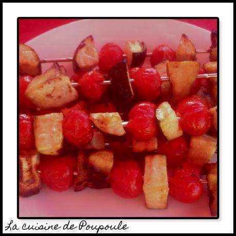 Brochettes courgettes, aubergines, tomates cerise à la plancha Brochettes courgettes, aubergines, tomates cerise à la plancha