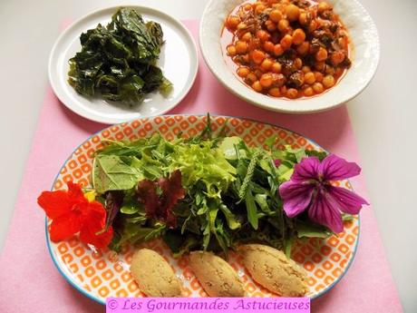 Repas complet Vegan et healthy (pois chiches, chou, salade) Comment faire un repas complet et healthy ?