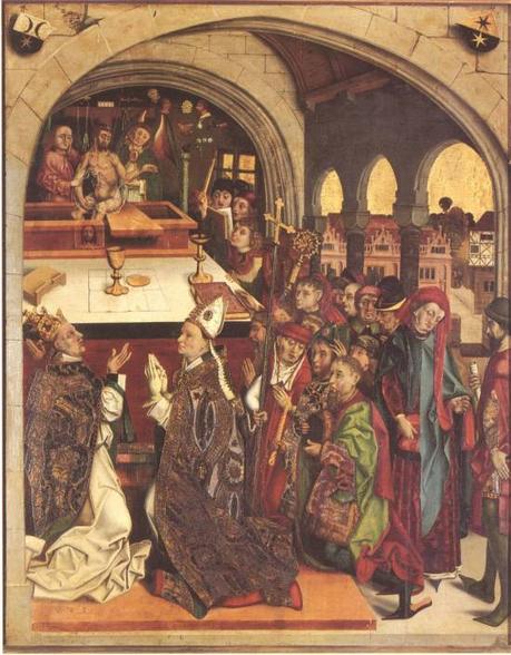 9.1 La Messe de Saint Grégoire Michael Wolgemut Epitaphe d’un membre de la famille Hehel avec la Messe de Saint Grégoire vers 1481 Nuremberg eglise Saint Laurent.jpg