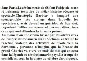 Regard vers le théâtre de Pierre-Marc Levergeois « Cabaret 68 » Théâtre de poche