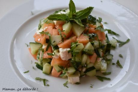 Tartare melon, concombre, feta et menthe