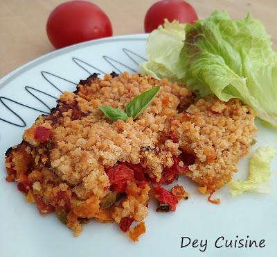 Crumble tomate & poivron au parmesan