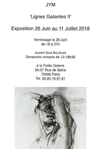Galerie « La petite Galerie »  expo JYM  » lignes galantes  » 26 Juin au 11 Juillet 2018