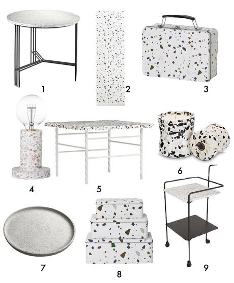 Jamais trop de Terrazzo ! terrazzo blanc confetti decoration blog deco clem around the corner