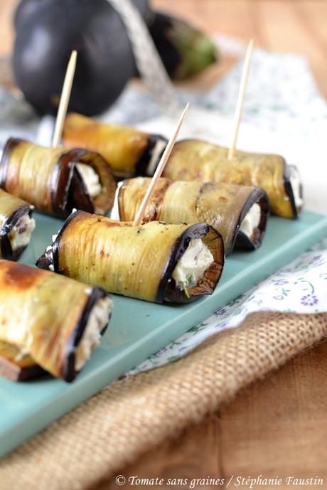 Roulés d'aubergine au chèvre frais Roulés d'aubergine au chèvre frais