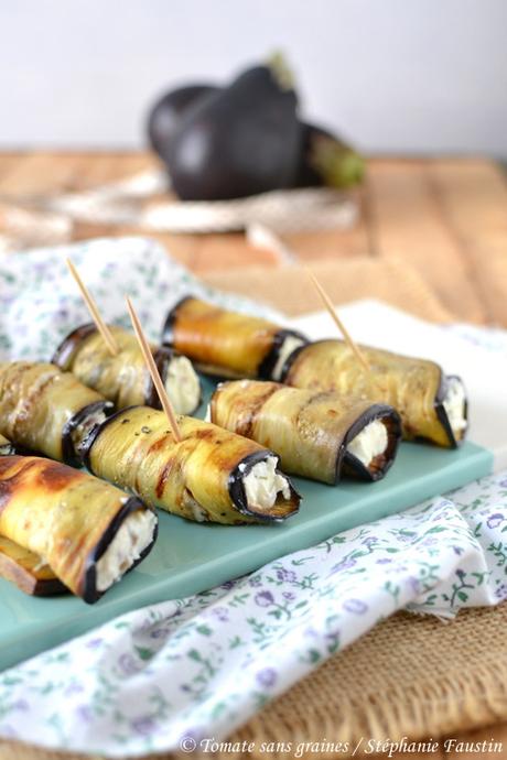 Roulés d'aubergine au chèvre frais Roulés d'aubergine au chèvre frais
