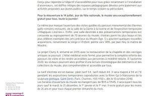 Musée de Cluny  – une réouverture attendue ! à partir du 14 Juillet prochain.