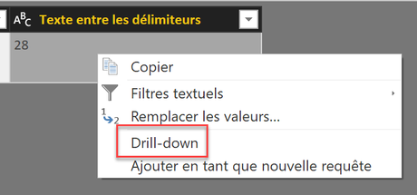 Drill down sur valeur