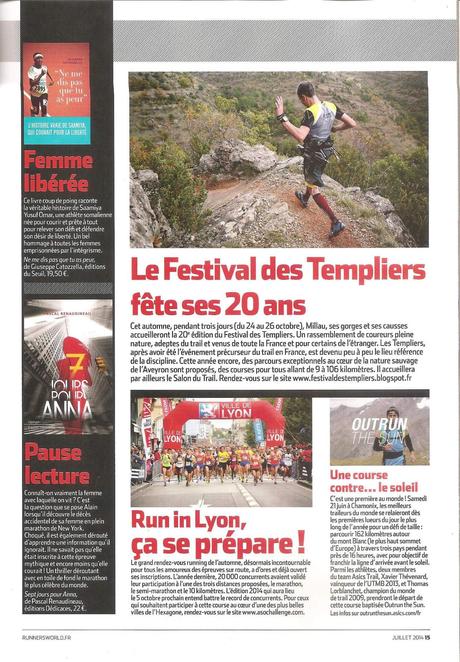 L’auteur Pascal Renaudineau obtient un encadré dans le magazine spécialisé Runner’s World, en France (juillet 2014) L’auteur Pascal Renaudineau obtient un encadré dans le magazine spécialisé Runner’s World, en France (juillet 2014)