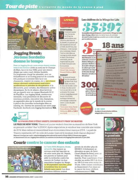 L’auteur Pascal Renaudineau obtient un encadré dans le magazine Jogging International, en France, tiré à 60 000 exemplaires