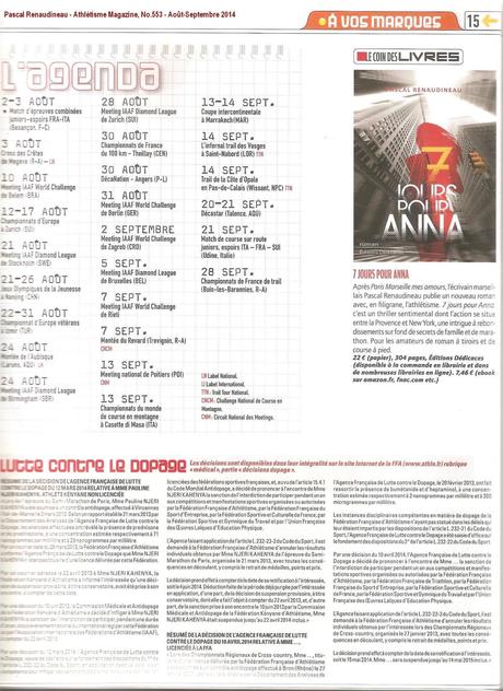 Pascal Renaudineau obtient un encadré dans la revue Athlétisme Magazine, éditée par la Fédération française d’athlétisme Pascal Renaudineau obtient un encadré dans la revue Athlétisme Magazine, éditée par la Fédération française d’athlétisme