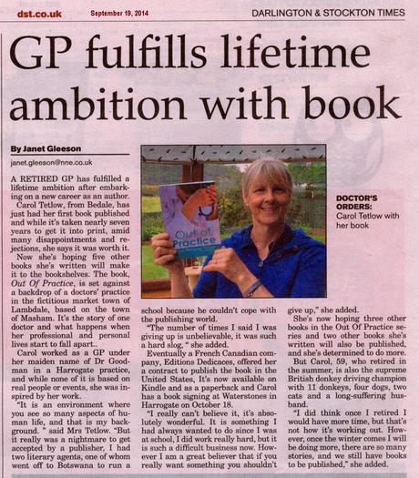 L’auteure britannique, Carol Margaret Tetlow, a obtenu un important article dans le journal Darlington and Stockton Times