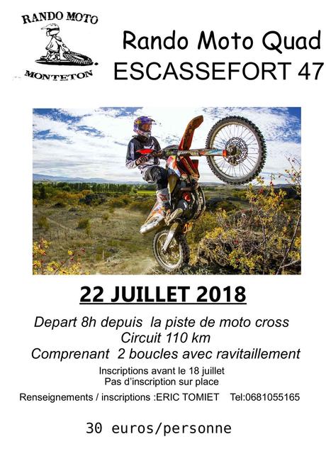 Rando Moto et Quad du Rando Moto Monteton, le dimanche 22 juillet à Escassefort (47)