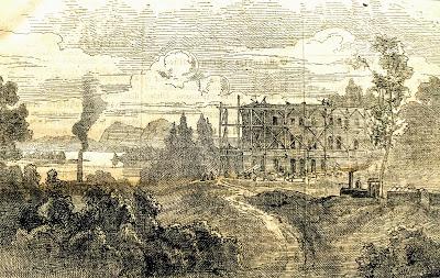 Herrenchiemsee 1880: château en construction, usine et train à vapeur