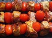 brochettes porc chorizo tomates