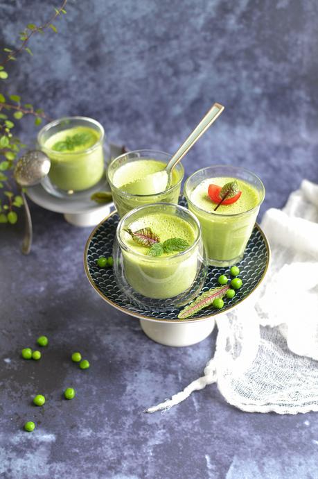 Panna cotta petits-pois et menthe