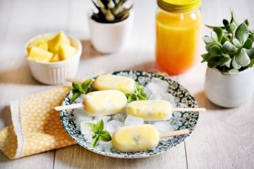 Glaces bio vegan ananas et menthe Recette bio : Glaces bio et vegan ananas et menthe par Sojade